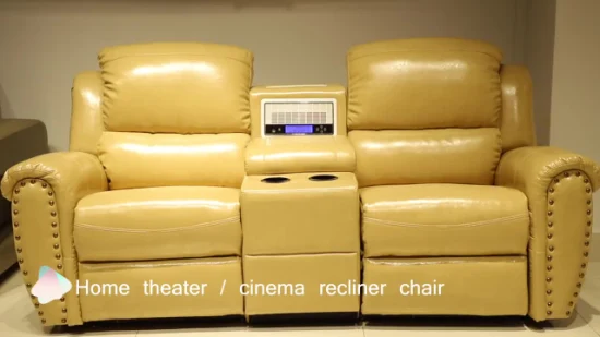 Buen precio, fábrica de Foshan, muebles eléctricos reclinables, sofá, teatro de cuero para el hogar, sofá reclinable seccional, silla de madera antigua